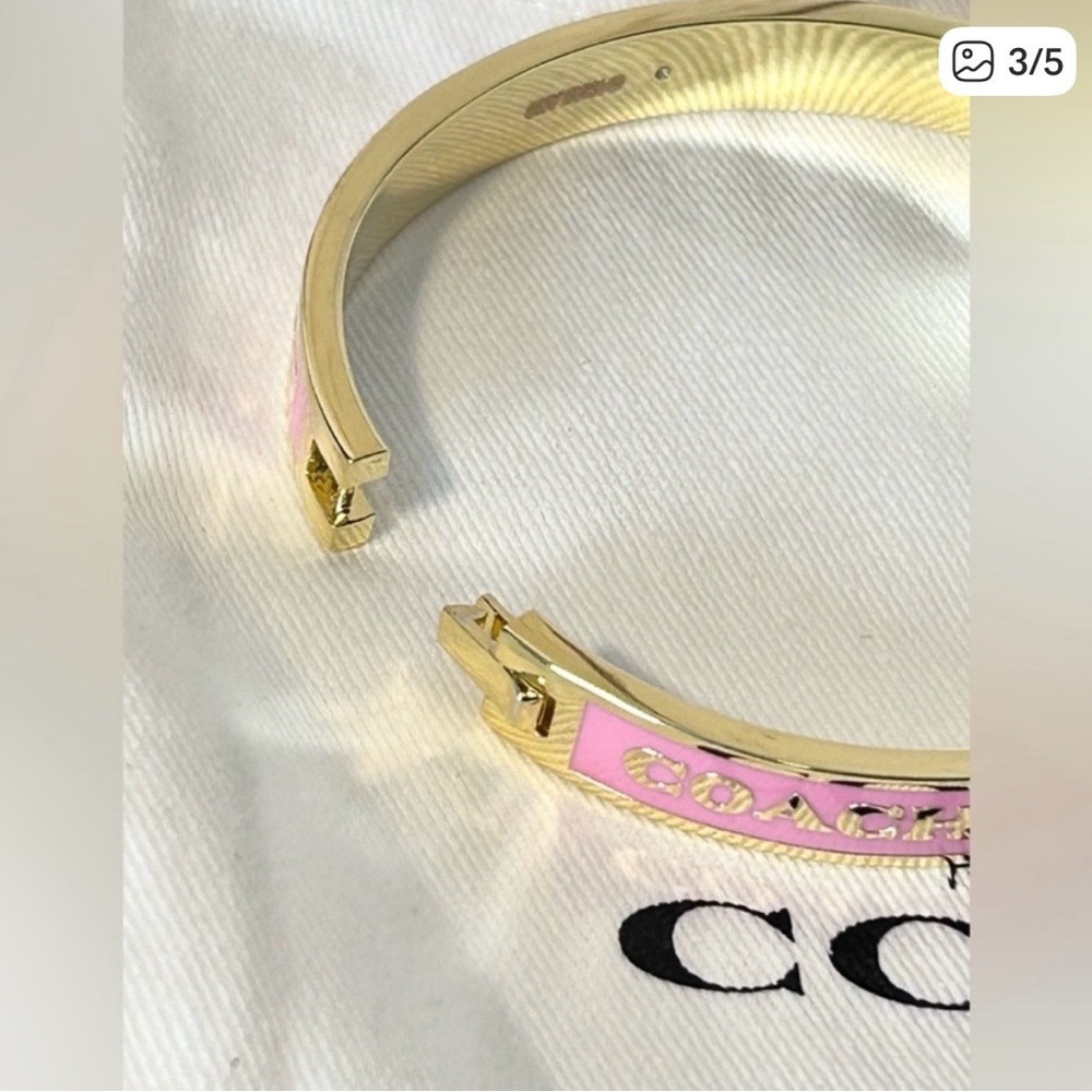 Coach Pink & Gold Bangle Bracelet - Picture 3 of 5